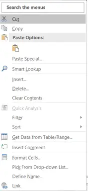 Excel Shortcut Show Right-click Menu