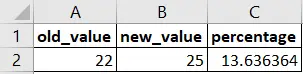 output combined percentage change formula in excel