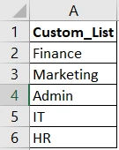 Custom List Excel