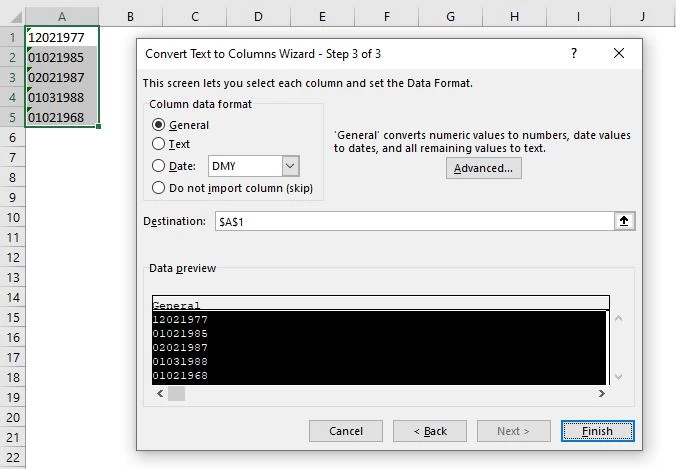 Convert Text to Number Using Paste Special Text to Column