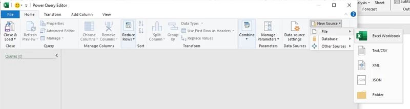 Power Query Editor New Source